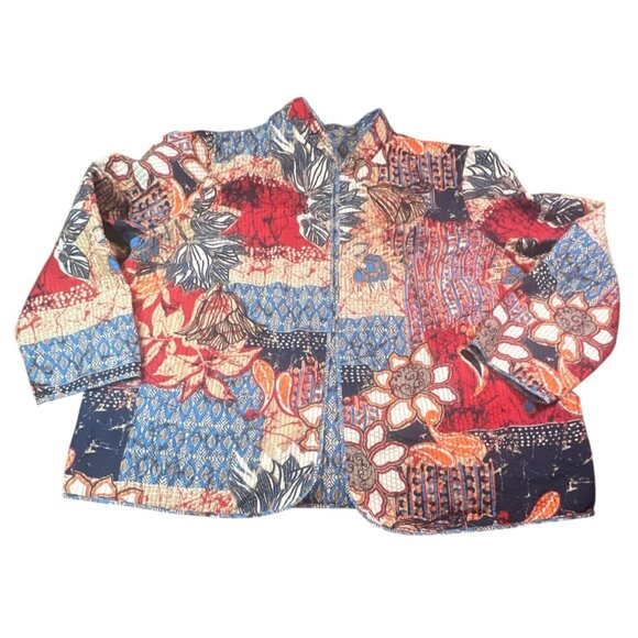 N/A Jackets & Blazers - Reversible Quilted Jacket Abstract Print & Vibrant Patterns Cottage Core Boho